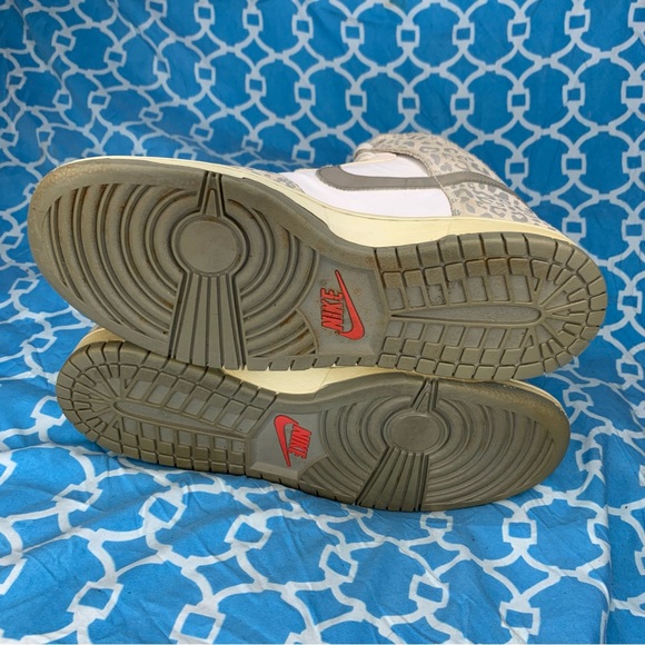 Nike Men’s size 7.5 Dunk high skinny leopard print white tan sail grey hi top og - Picture 2 of 11